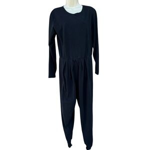 Vintage Lizwear Womens Black One Piece Stirrup Jumpsuit Size L Streetwear Grunge